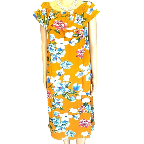SRX Active Floral Spring Summer Beach Vacation Stretch Casual Dress Women Size L - Picture 1 of 6
